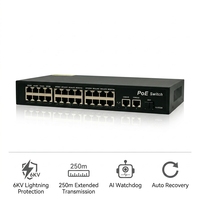 Switch PoE AI 24 ports 10/100 Mbps 2 Gigabit Uplink 1 SFP RJ45 AI Watchdog 16 Gbit/s IEEE 802.3af/at pour caméra IP CCTV empilable en stock