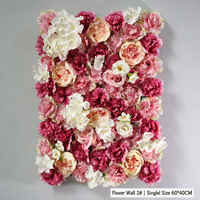 Dinding Bunga Artifisial Mewah Mawar Merah Hydrangea Sutra Dekorasi Latar Belakang Pernikahan Panel Grosir Bunga Palsu