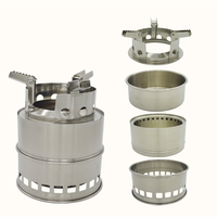Offre Spéciale Mini cuisinière de camping en acier inoxydable Portable alcool sans fumée charbon de bois cuisinier poêles à bois