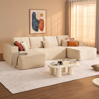 Canapé modulaire en tissu en forme de U, design sans cadre, style moderne, convertible, réglable, écologique, pour salons