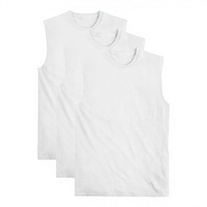 Wholesale Low Price Knitted Casual Blank Sleeveless T-<b>shirt</b> Men Custom Logo Printing Your Design Oversize Gym Workout Summer - Product Image 3