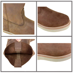 Высококачественная рабочая обувь унисекс, в западном стиле, ковбойские, коричневые, сумасшедшие, кожаные рабочие ботинки без стального носка, защитные ботинки для мужчин - Product Image 5