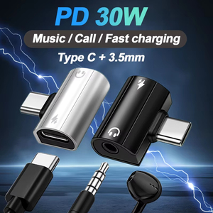 Adaptador de cargador y auriculares <span class=keywords><strong>USB</strong></span> tipo <span class=keywords><strong>C</strong></span> a 3,5mm, divisor de carga rápida de 30W con conector de Audio auxiliar para <span class=keywords><strong>Samsung</strong></span> Galaxy S24 23 Ultra - Product Image 2