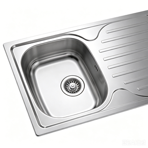 Évier à cuve unique, à bord large et épais, à installation en hauteur, avec drain incurvé intégré - Product Image 3