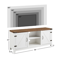 Meuble TV style ferme avec portes battantes et gestion des câbles, console multimédia en bois, vente en gros pour salon et chambre