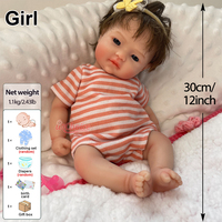 Lebensechte Waschbare 12-Zoll Reborn Babys Vollsilikon Weiche Neugeborenen-Puppen Perfekt für Kinder Rollenspiele Eltern-Kind-Interaktion