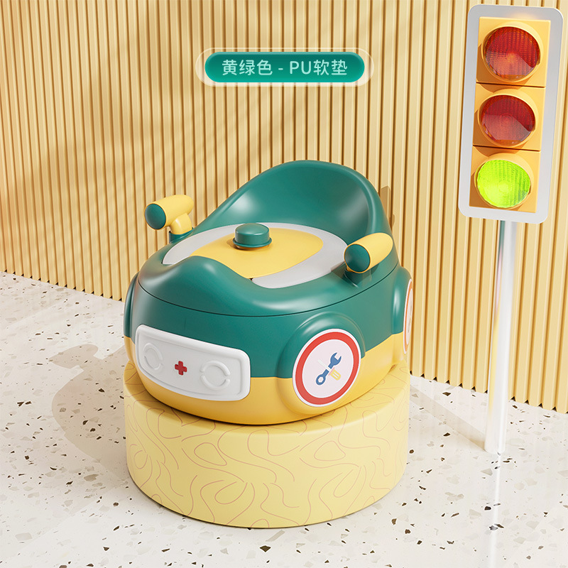 Siège souple en PU jaune-vert [Toilettes de voiture multifonctionnelles]