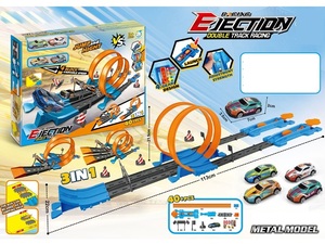 Set de Vías de Tren Elásticas de Plástico 3 <span class=keywords><strong>en</strong></span> 1 con 4 Coches para Niños de <span class=keywords><strong>5</strong></span> a <span class=keywords><strong>7</strong></span> Años, Escenas de Ferrocarril y Juego <span class=keywords><strong>en</strong></span> Interiores - Duradero y Flexible - Product Image 4