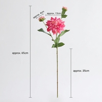Fleur de Dahlia Artificielle en Soie, Tige Unique, 3 Têtes, Fleur Artificielle, Accessoire Photo, Décoration d'Allée de Mariage
