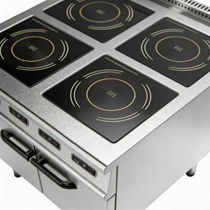 CPVKRY TL-DC-4A Fornello a Induzione Elettrico Industriale con Corpo in Acciaio Inox Facile da Pulire, <span class=keywords><strong>4</strong></span> Bruciatori, 380V 14000W, con Mobile - Product Image 6