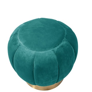 <span class=keywords><strong>Maison</strong></span> chambre velours rond canapé rembourré ottoman avec métal doré tabouret <span class=keywords><strong>de</strong></span> base pour mariage - Product Image 3