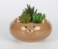 Vente en gros de pots de fleurs d'animaux succulents de dessin animé en porcelaine émaillée pour la décoration de la maison et du jardin