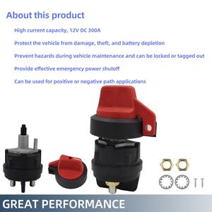 Interruptor Aislador de Batería de Alta Corriente 400A 36V SPST IP68 con Perilla Roja y Contactos de Cobre para Yate, Embarcaciones, RV, ATV - Product Image 3