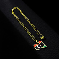 Collier pendentif drapeau de la Libye vintage, style ethnique, unisexe, en acier inoxydable, accessoire de mode, vente chaude