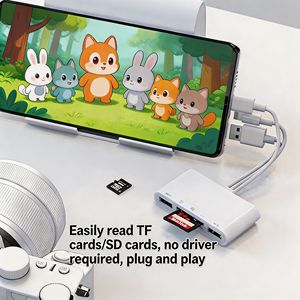 Clé USB 5-en-1 avec lecteur de <span class=keywords><strong>carte</strong></span> <span class=keywords><strong>SD</strong></span> TF, adaptateur OTG avec port de charge Type-C/USB/8 broches, compatible avec les téléphones mobiles et les tablettes - Product Image 5