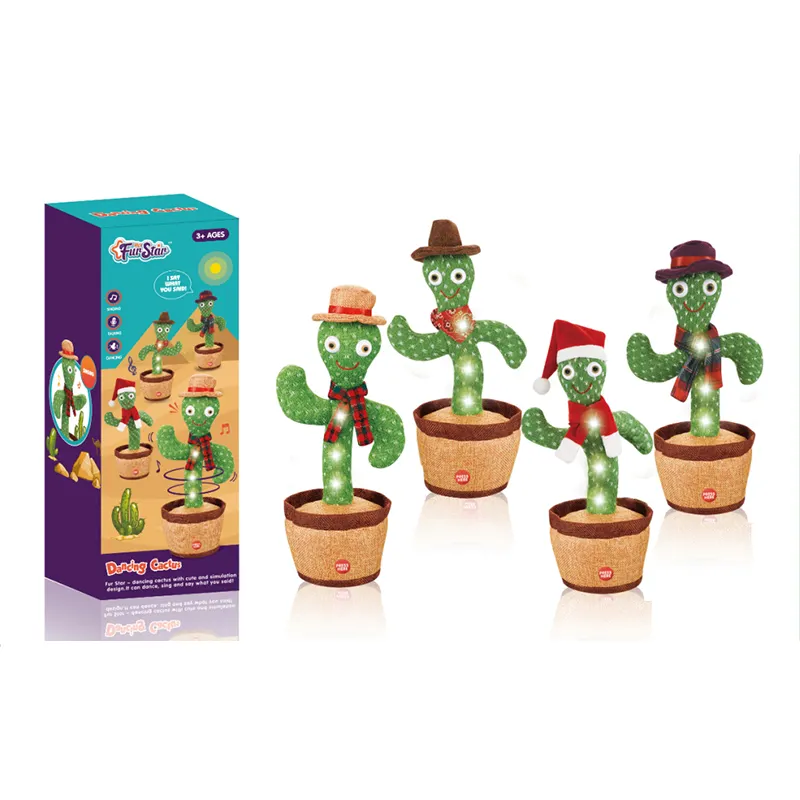 Talking and singing cactus dacing cactus toy electronic plush toy with light