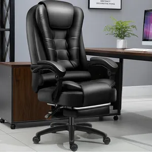 Kursi kulit mewah pabrikan Tiongkok, kursi kantor rumah nyaman ergonomis putar Modern