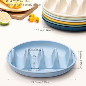 Creative Modern BPA Free Silicone Taco Holder Stand 4 Lattice Dividers Reusable Microwavable Stackable Taco Shell <b>Rack</b> Serving - Product Image 2