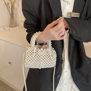 Sac à main de luxe fait main pour mariée, orné de perles, élégant pour femme, pochette de soirée, sac à bandoulière, sac fourre-tout - Product Image 4