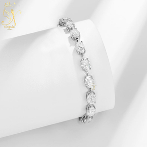 Elegant Tennis Link Chain 925 Silver 18K <strong>Gold</strong> Plated Women Jewelry Oval Shape 1 <strong>Carat</strong> Diamond VVS Moissanite Tennis Bracelet - Product Image 1