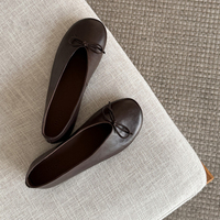 Chaussures plates de ballet en cuir de vachette souple, style nœud papillon, modèle 2026, très populaires, de créateur renommé, pour femmes