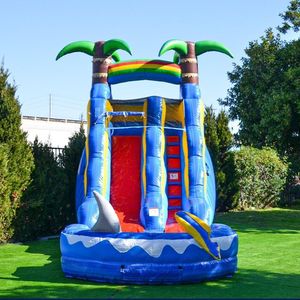 NBINFLATABLE Outdoor Commercial Tropical Thunder Dual Lane <b>Inflatable</b> <b>Water</b> <b>Slide</b> Pool Rental Parties 0.9mm PVC 3-Year Warranty - Product Image 4