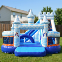 Partyverhuur Prinsessen Springkasteel met Glijbaan Combo Winterthema Opblaasbaar Springkussen voor Kinderen