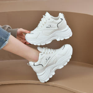 Chaussures décontractées blanches épaisses pour femmes en gros 2025 - Semelle plateforme, lacets, <span class=keywords><strong>fermeture</strong></span> éclair arrière, chaussures toutes saisons - Product Image 1