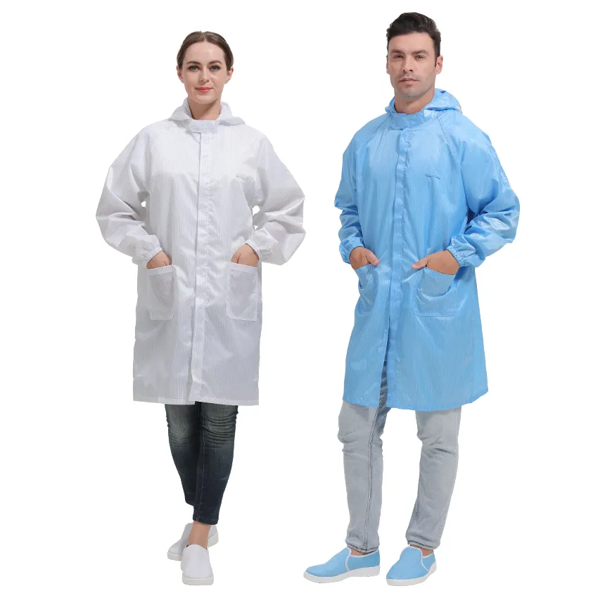 Unisex ESD Antistatic Hooded Coat Lab Safety Cleanroom Clothing Anti-Static Smock for Cleanroom