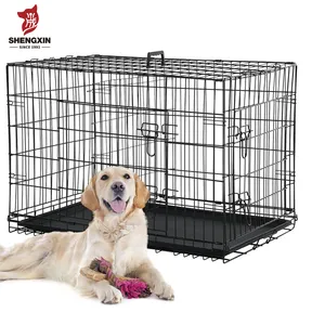 30 36 42 48 Inch Durable Metal Collapsible Foldable Dog Cage Big Size Folding Large Cheap Iron Pet Cages Dog Crate With Divider