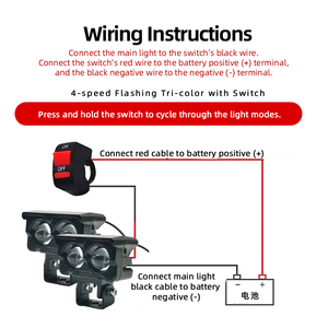 Dual Lens <b>LED</b> Motorcycle <b>Spot</b> Light White Yellow Dual Color Hi/Lo Beam Fog Lamp - Product Image 3