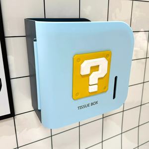 Boîte à mouchoirs murale <span class=keywords><strong>Mario</strong></span> Cute Home-Style haute apparence Support de salle de bain Rangement du papier en résine pour voiture Maison Sans perçage - Product Image 4