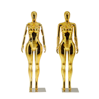 Mannequin féminin de luxe doré métallisé, corps entier, courbes BBL, pour présentation en boutique de détail, accessoires personnalisés
