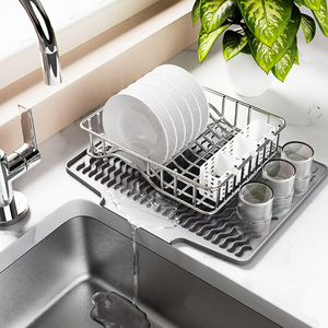 <b>Large</b> Size Kitchen Utensils Silicone Draining <b>Mat</b> with Coasters Washable Anti-scalding Pad for Dish Drying and Home Use - Product Image 1