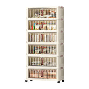 Armoire de rangement pliable pour salon, 6 niveaux, en PP épaissi, avec porte magnétique, pour vêtements, livres, jouets, sans installation - Product Image 1