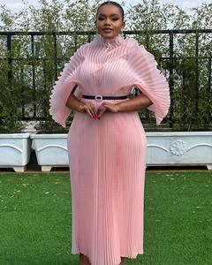 Nouvelle <span class=keywords><strong>Robe</strong></span> Longue Plissée Élégante <span class=keywords><strong>pour</strong></span> Femme Été, <span class=keywords><strong>Grande</strong></span> <span class=keywords><strong>Taille</strong></span> Décontractée <span class=keywords><strong>pour</strong></span> Fête, en Mousseline <span class=keywords><strong>de</strong></span> Soie Couleur Unie Hautement Durable - Product Image 2