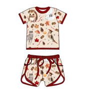 Ensemble de vêtements pour enfants en bambou, haut à manches courtes confortable et respirant, ensemble de pyjama en bambou pour bébé, 2 pièces