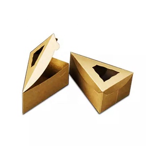 Papel recubierto Bosque negro Terciopelo rojo Pastel Triángulo Cake Slice Cajas Cartón Cake Piece Caja de embalaje con ventana de PVC limpia - Product Image 6