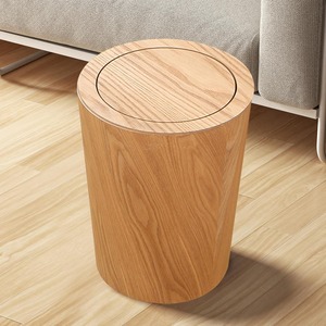 <b>Lid</b> Solid Real Wood Waste Basket <b>Bin</b> Swing <b>Lid</b> Round Trash Can Japanese-Style Wood Garbage Recycling - Product Image 2