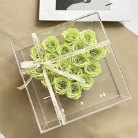Vente en gros personnalisée de boîtes de présentation de fleurs en acrylique transparent avec logo personnalisé pour une utilisation publicitaire