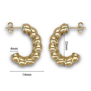 Pendientes de aro de oro con estilo moderno, oro de 14 quilates para uso diario y de oficina, venta al por mayor - Product Image 3