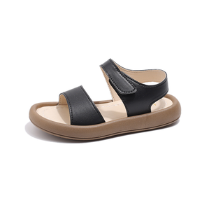 รองเท้าแตะเด็กผู้หญิงแบบเปิดนิ้วเท้า ระบายอากาศได้ดี พื้นรองเท้า PU หนัง PVC แบบเรียบ สวมใส่สบาย - Product Image 5