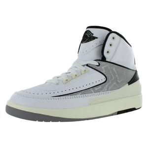 Chaussures Air Jordan 2 Retro en cuir pour garçons, blanc, rouge feu, noir, style basket-ball - Product Image 5