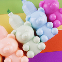 Forma de oso lindo 6 colores combinación marcador resaltador pluma de color de agua para los niños