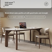 Nouveau modèle 2025 : Ensemble table et chaises de salle à manger en bois massif, design moderne pour salon avec plateau en roche
