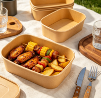 Boîte à emporter en papier kraft, conteneur alimentaire multi-tailles pour usage industriel, nourriture pour bébés, camping, emballage de fruits