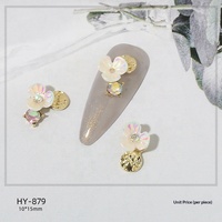 Paso Sico Camellia White Aurora Mini Flower Pearl Pave-Set Rhinestone Alloy Nails Accessories 10 Pieces