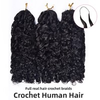 Extensiones de Cabello Humano Rizado con Efecto Pluma para Crochet, de Fábrica, con Anillo de Bucle para Crochet