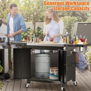 Armoires de cuisine d'extérieur, armoire de rangement verrouillable en acier inoxydable, bac à glace pour évier, table de préparation de patio pour la cuisson au barbecue - Product Image 6