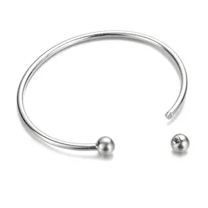 3毫米串珠戒指C金银色调串珠手镯螺丝端球袖口魅力珠DIY珠宝制作